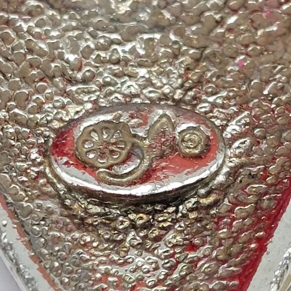 Oops a Daisy Purple Enamel Triangle 80's Earrings Pierced Art Deco 1.25" - Picture 6 of 11